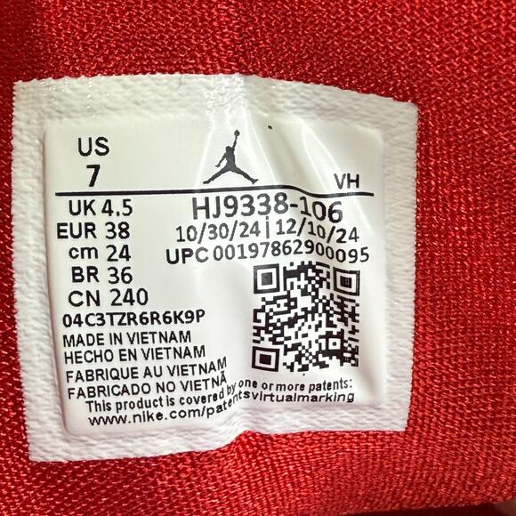 Air Jordan 1 Low SE "Ruby" Shoes Sail Varsity Red Team Red HJ9338-106 Women's 7 - Picture 10 of 11